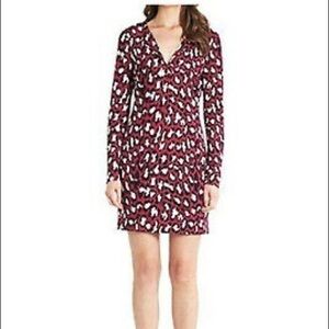 DVF Reina l/s dress in purple spotted cat print